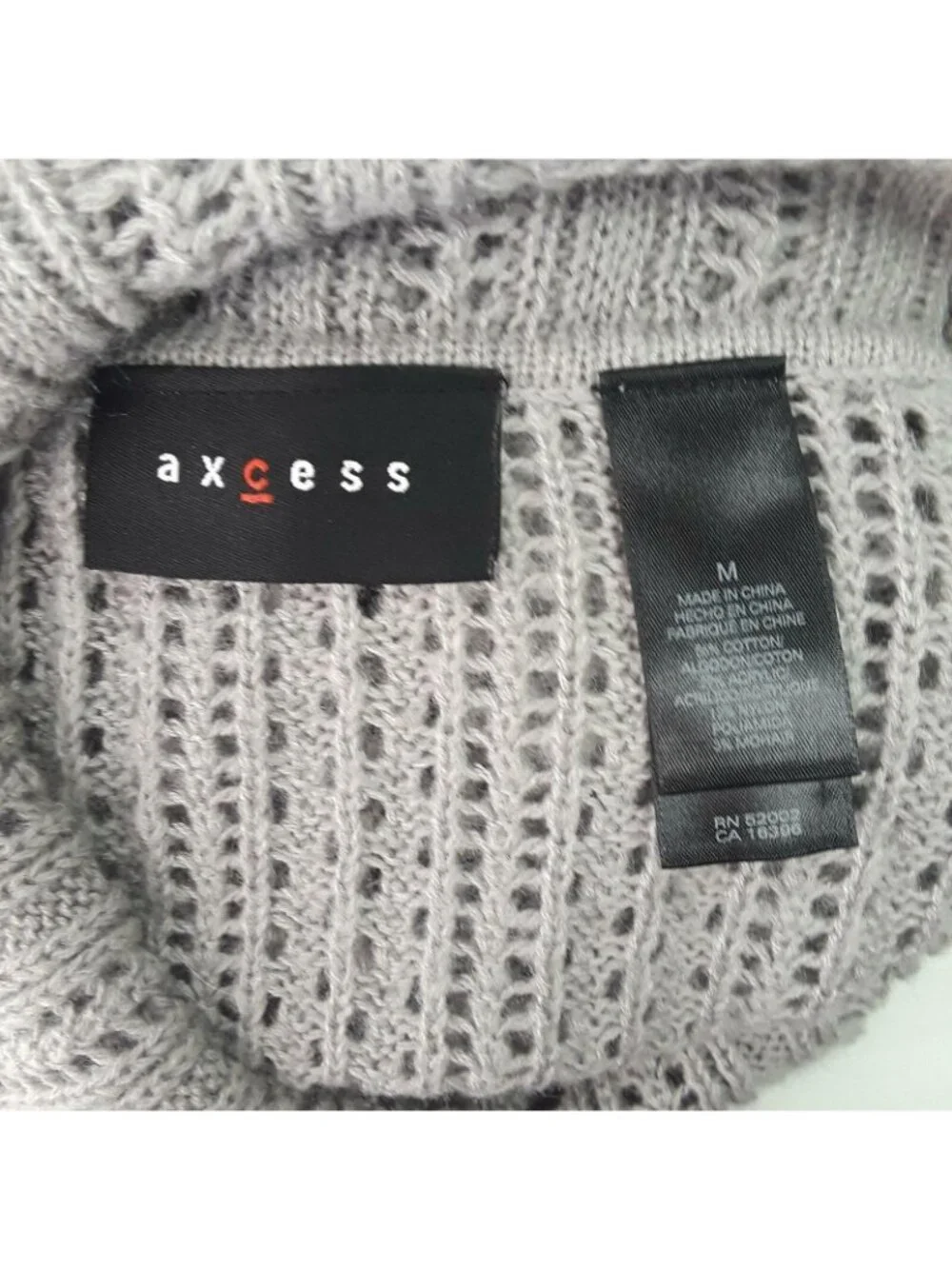 Axcess Gray Cable Knit Cowl Neck Sweater Womens Size Medium Long Sleeve